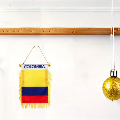 Colombia Flag Mini Banner 3x4" Double-Sided, Suction Mount
