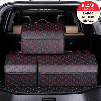 Boîte de rangement pour coffre de voiture en cuir de qualité supérieure, grande capacité