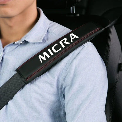 Premium Cowhide Seat Belt Cover for Nissan Micra
