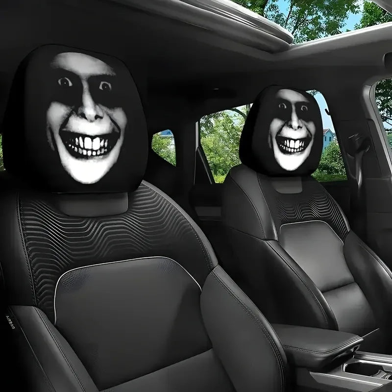 2pcs Smile Face Car Headrest Covers – Festive & Durable Default Title – Car Accessories | MotorWorld Marketplace