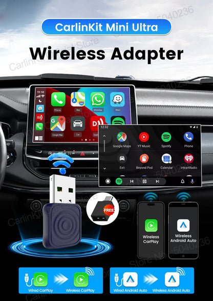 CarlinKit 5.0 Mini Adapter Wireless CarPlay & Android Auto