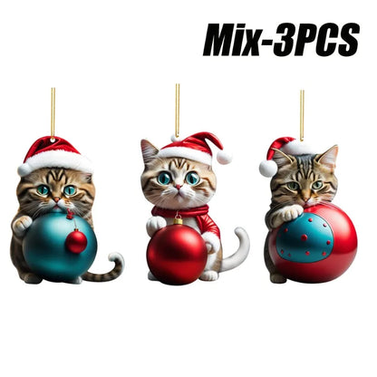 10PCS Cartoon Cat Car Pendants – Pro Interior Xmas Decor Set
