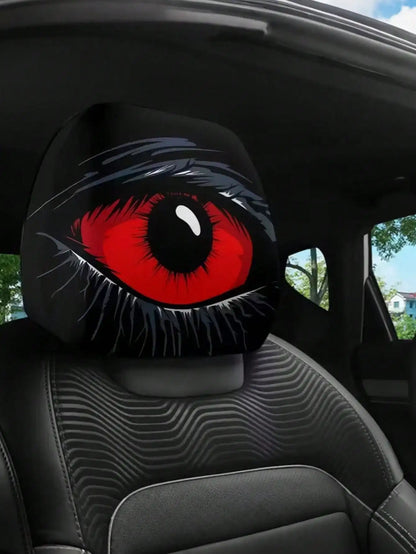 2Pcs Red Evil Eye Headrest Covers – Durable, Stylish Decor – Car Accessories | MotorWorld Marketplace