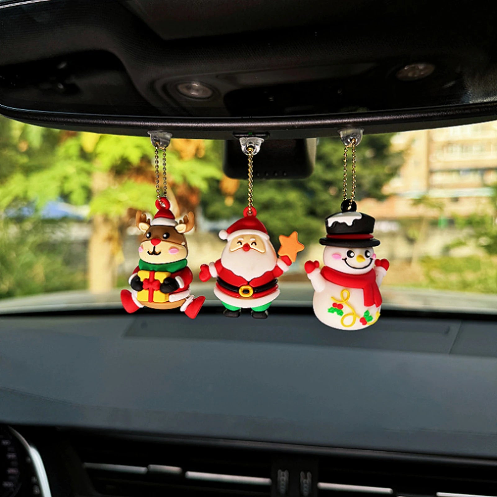 3/5Pcs Xmas Car Mirror Ornaments Set – Santa & Reindeer Decor – Car Accessories | MotorWorld Marketplace