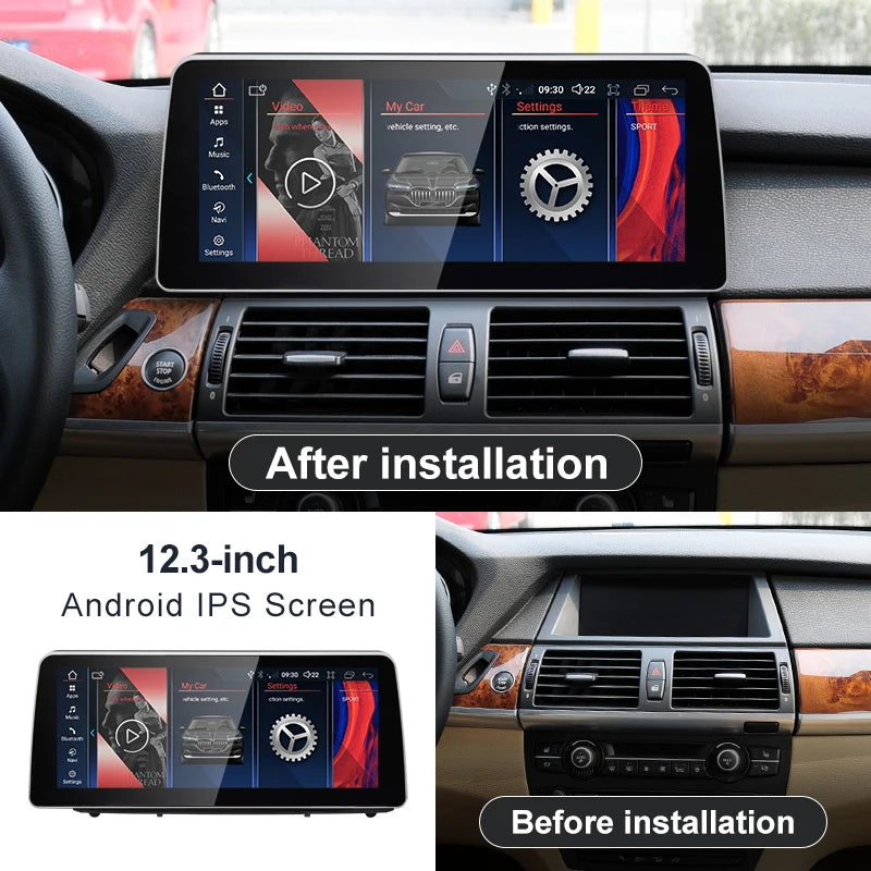 "2024 12.3" Android System with Wireless CarPlay for BMW X5/X6 – GPS Navigation