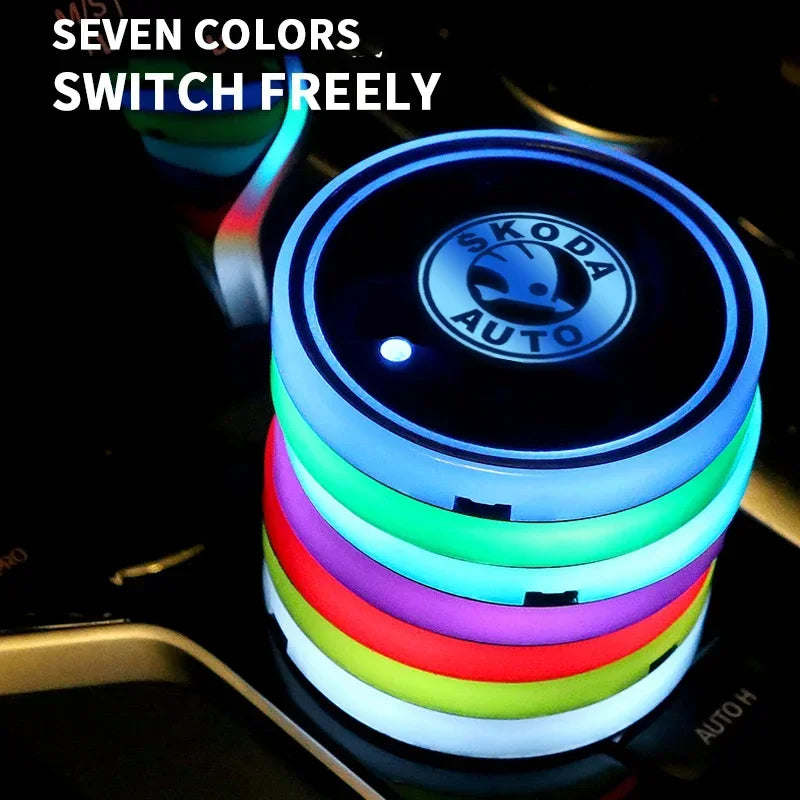 LED Anti-Slip Cup Holder Mat for Skoda