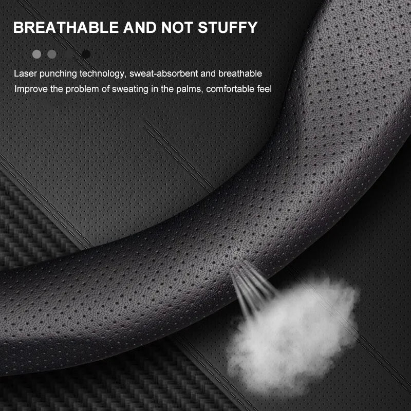 Carbon Fiber Leather Steering Wheel Cover for Mercedes-Benz