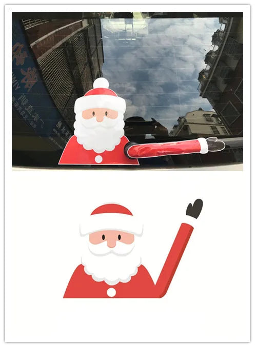 Christmas Car Window Sticker – Santa Elk Glass Decor, Durable
