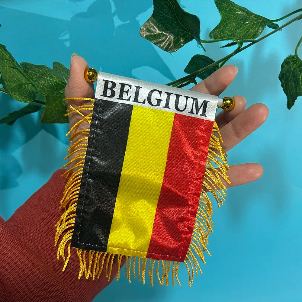Belgium Car Window Flag 8x12cm Double-Sided