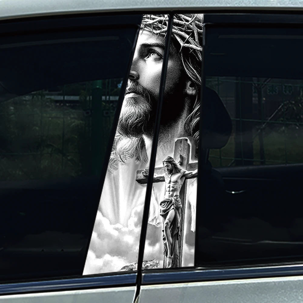 God Prayer Jesus Cross B-Pillar Sticker Waterproof Decal