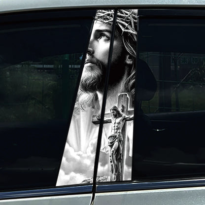 God Prayer Jesus Cross B-Pillar Sticker Waterproof Decal