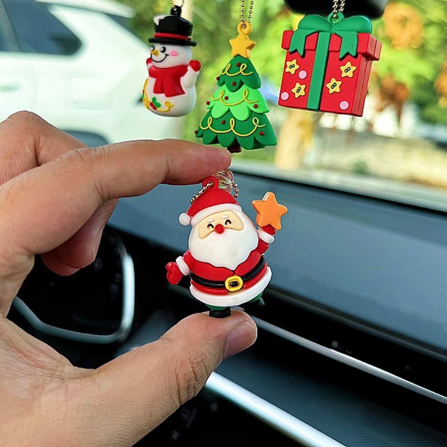 3/5Pcs Xmas Car Mirror Ornaments Set – Santa & Reindeer Decor – Car Accessories | MotorWorld Marketplace