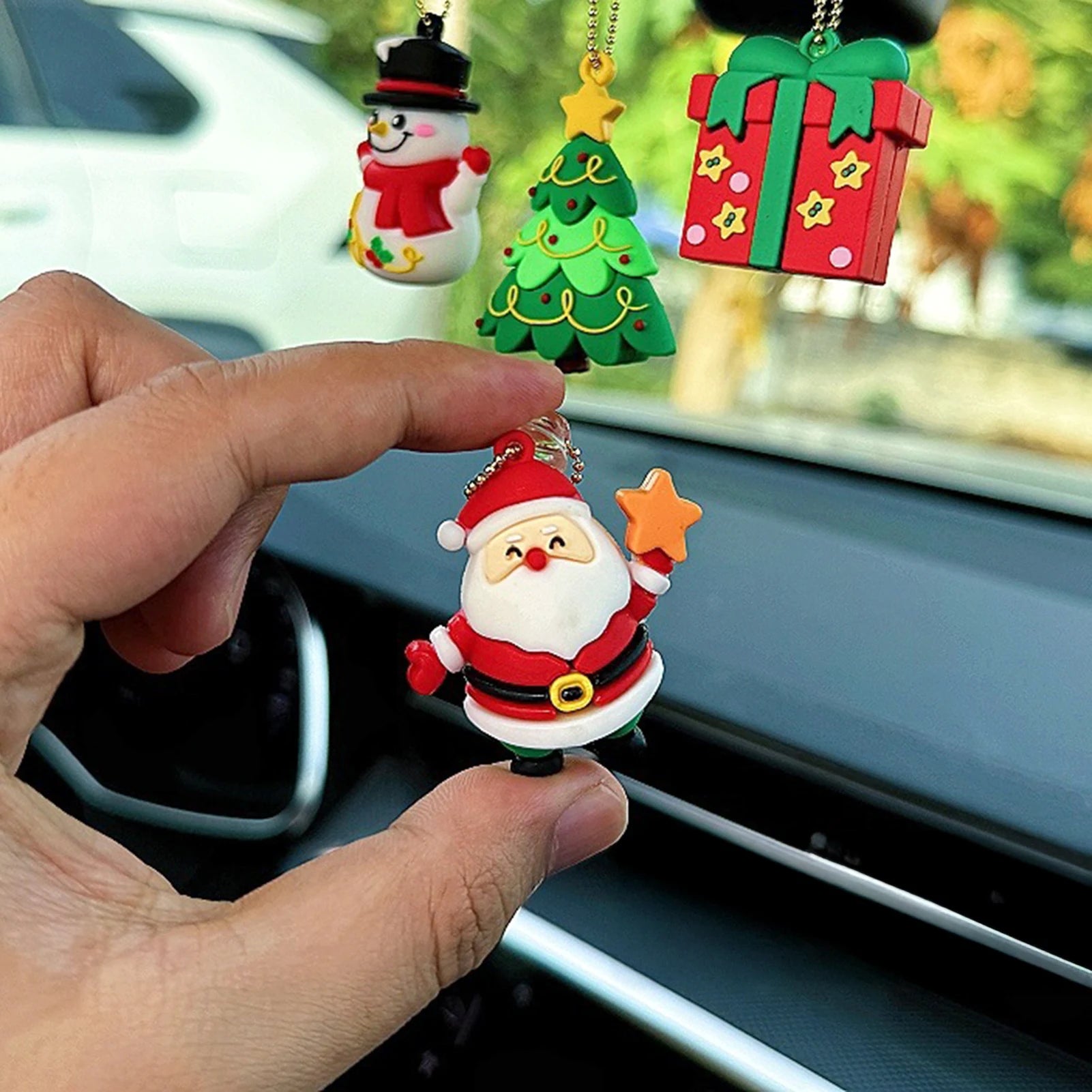 3/5Pcs Xmas Car Mirror Ornaments Set – Santa & Reindeer Decor – Car Accessories | MotorWorld Marketplace