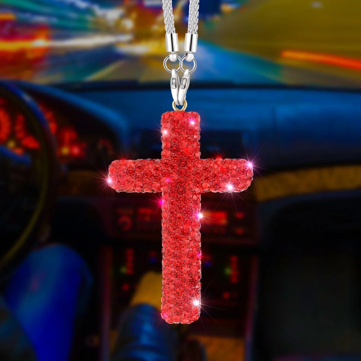 Crystal Diamond Cross Mirror Hanger – Universal Auto Decor