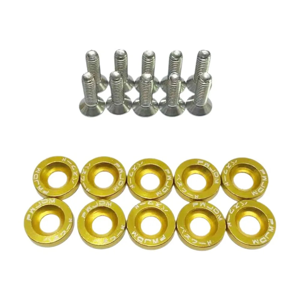 10Pcs M6 JDM Aluminum Washers Hex Screws Car/Scooter Mods Yellow – Car Accessories | MotorWorld Marketplace