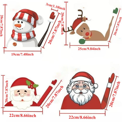 Christmas Car Window Sticker – Santa Elk Glass Decor, Durable