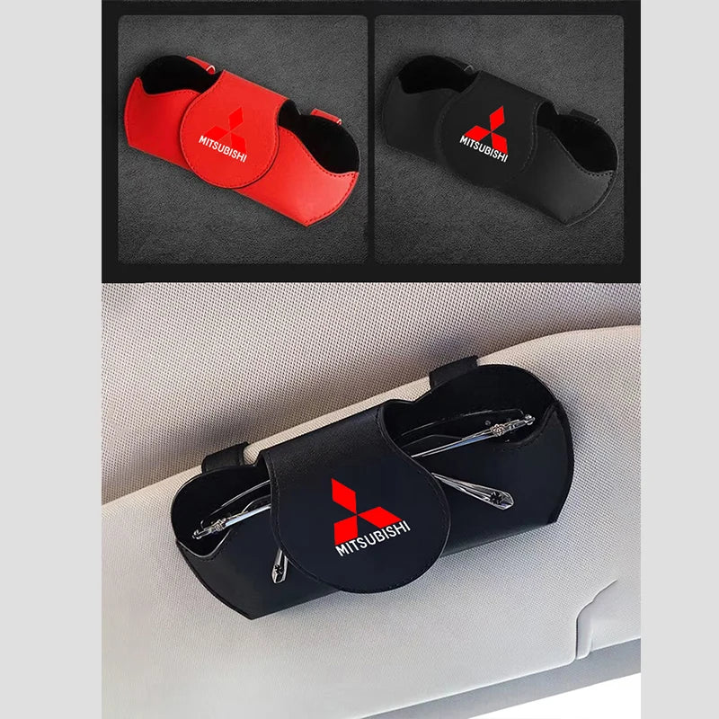 Premium Suede Sun Visor Glasses Case for Mitsubishi