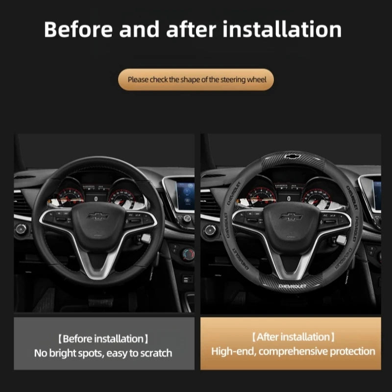 Housse de volant en daim et fibre de carbone pour Chevrolet Cruze Bolt