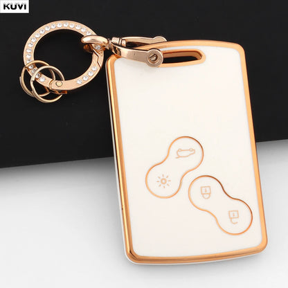 Golden TPU Smart Key Case for Renault Clio/Megane/Koleos