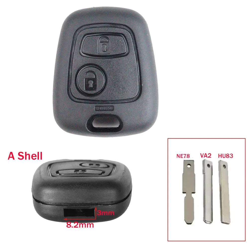 2 Button Key Fob Shell for Peugeot/Citroen Pro Replacement