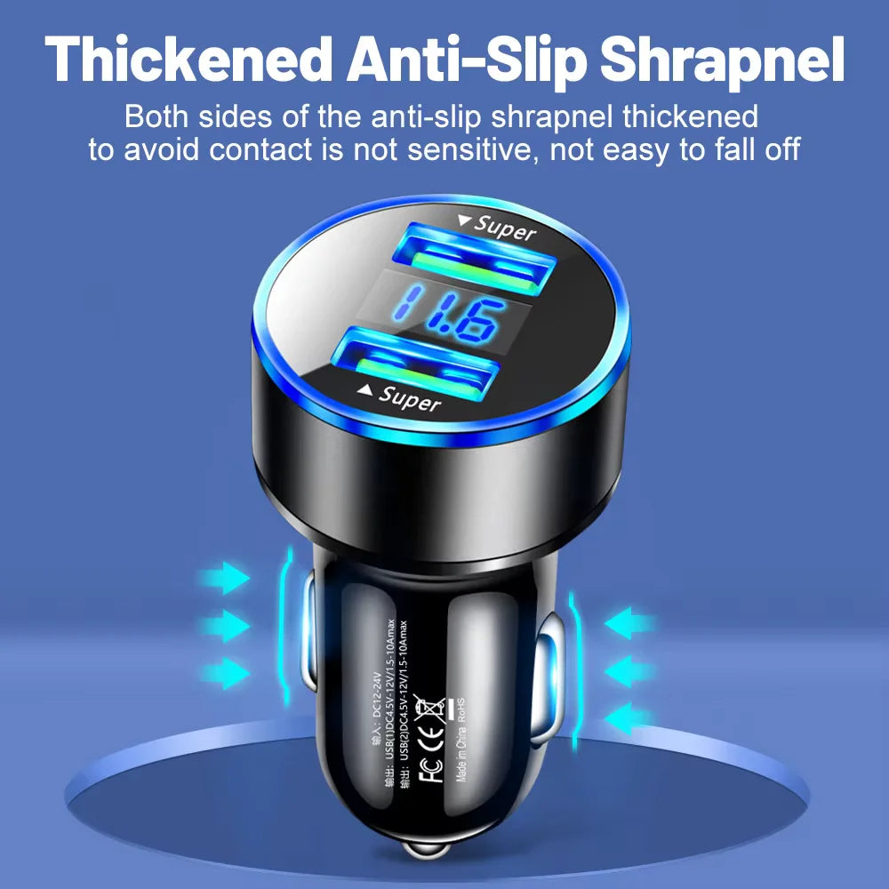240W Dual USB Car Charger, Digital Display – Car Accessories | MotorWorld Marketplace