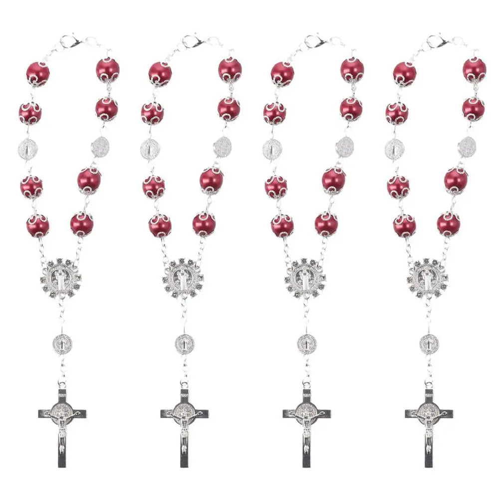 4pcs 10mm Alloy Glass Car Rosary Beads Pendant – 5 Colors