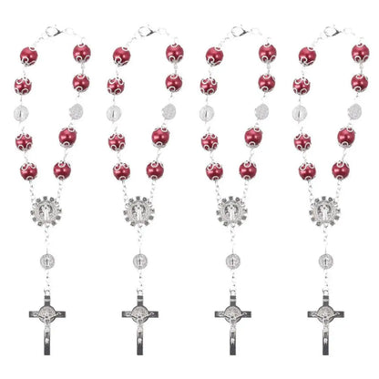 4pcs 10mm Alloy Glass Car Rosary Beads Pendant – 5 Colors