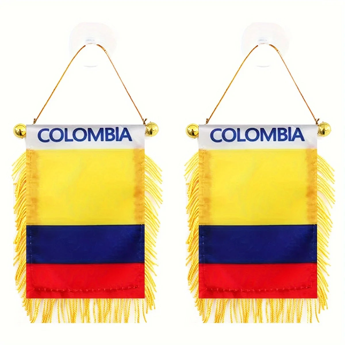 Colombia Flag Mini Banner 3x4" Double-Sided, Suction Mount