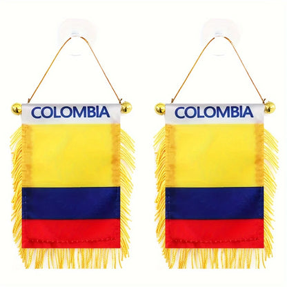 Colombia Flag Mini Banner 3x4" Double-Sided, Suction Mount