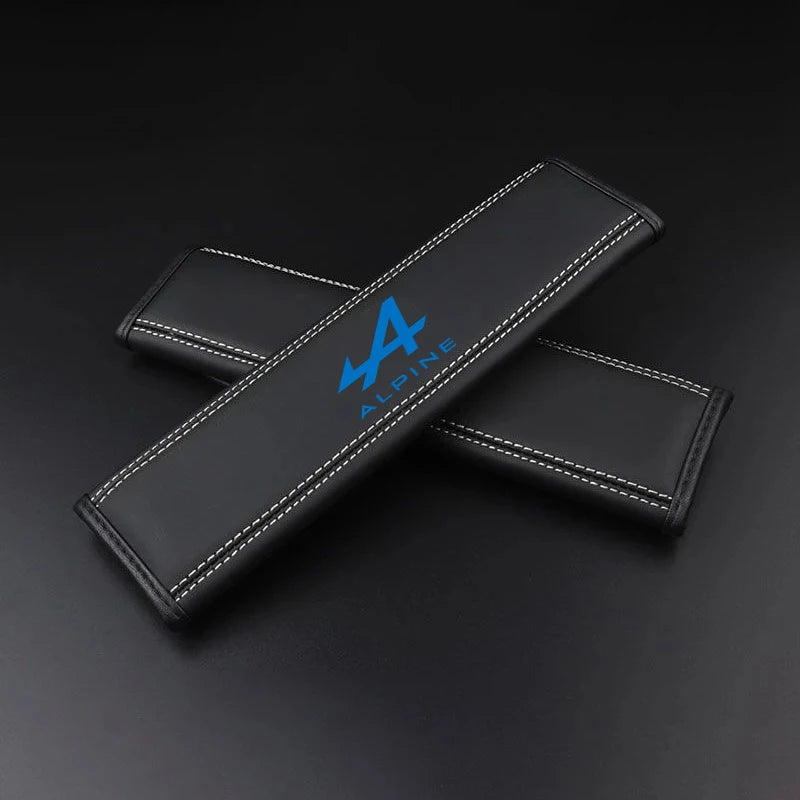 2Pcs Nappa Leather Seat Belt Covers For Alpine Clio Espace