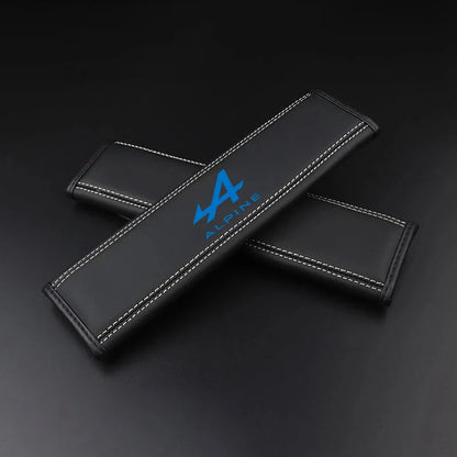 2Pcs Nappa Leather Seat Belt Covers For Alpine Clio Espace