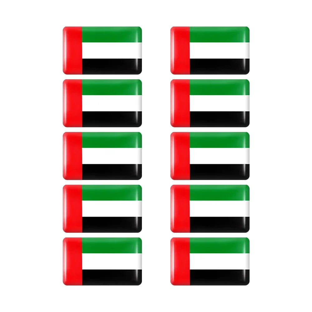 10pcs Epoxy Flag Badge Decals UAE, NL, RU, BR, IT, TH