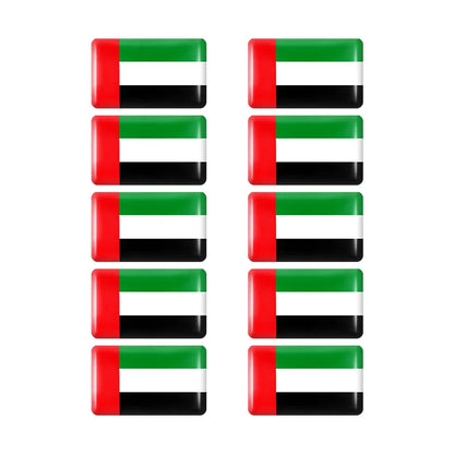10pcs Epoxy Flag Badge Decals UAE, NL, RU, BR, IT, TH
