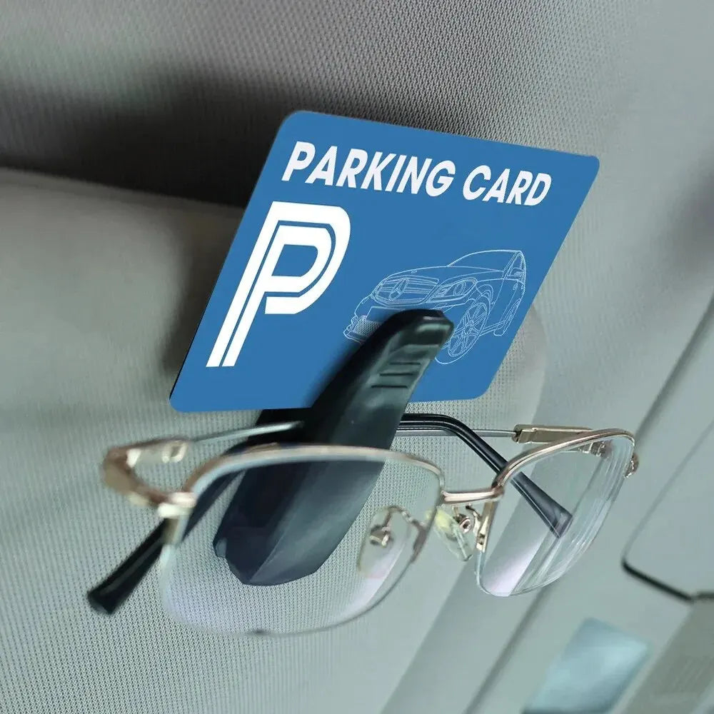 2PCS Universal Car Sun Visor Glasses & Card Clip Holder Set