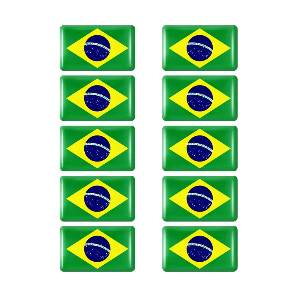 10pcs Epoxy Flag Badge Decals UAE, NL, RU, BR, IT, TH