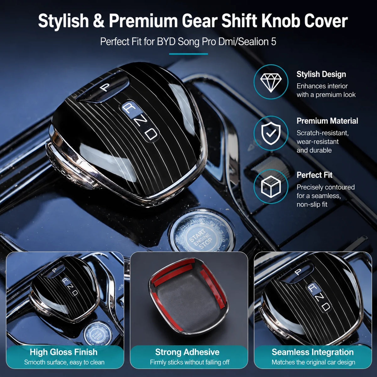 BYD Song Pro DMI Gear Shift Knob Cover Carbon Fiber Shell – Car Accessories | MotorWorld Marketplace