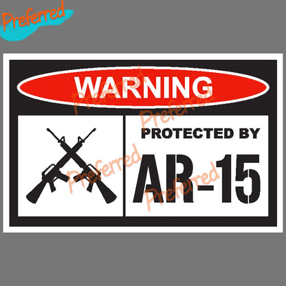 Protected by AR15 Vinyl Decal Sticker – Car/Truck Security USA AR15 04 – Car Accessories | MotorWorld Marketplace