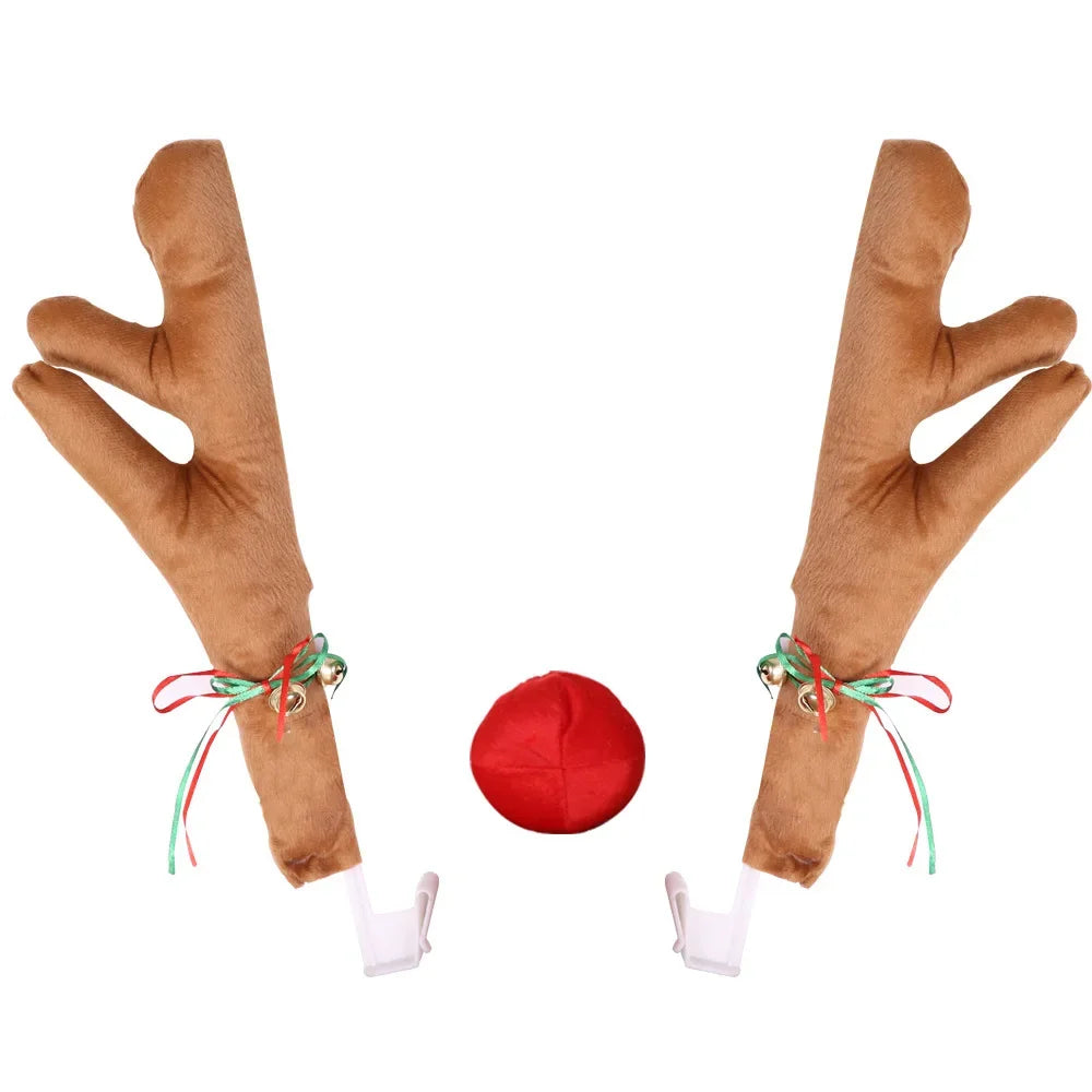 Christmas Car Antlers Kit w/ Red Nose & Tail – Festive Upgrade