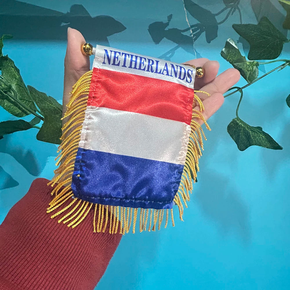 Netherlands Double-Sided Car Window Flag 8x12cm
