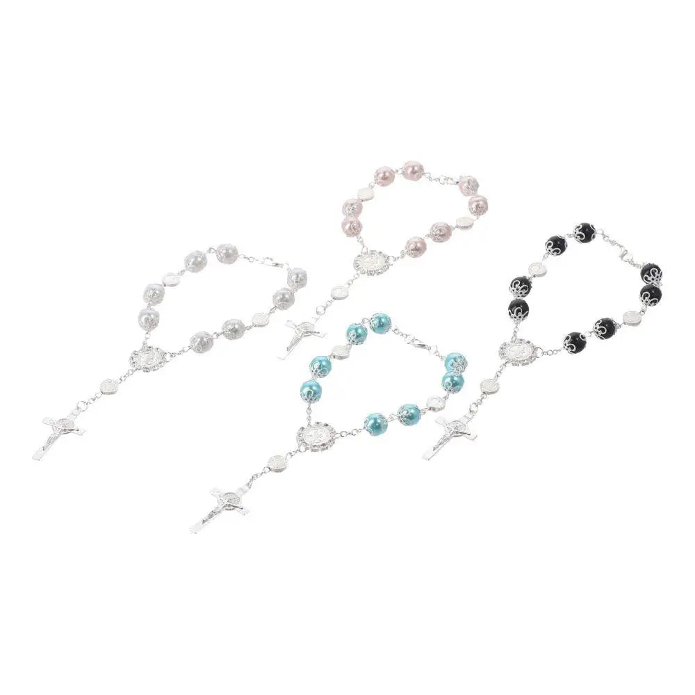 4pcs 10mm Alloy Glass Car Rosary Beads Pendant – 5 Colors