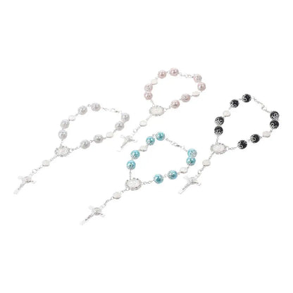4pcs 10mm Alloy Glass Car Rosary Beads Pendant – 5 Colors