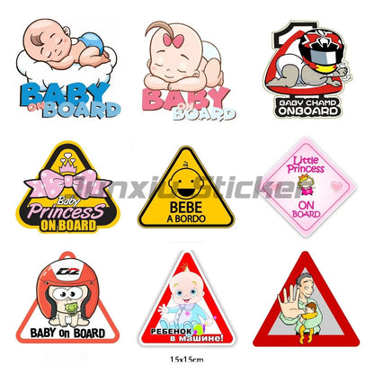 Autocollants de voiture mignons Super Baby à bord, autocollants d'avertissement de style automobile