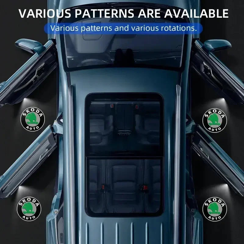 LED Door Projector Lights HD Fit Skoda