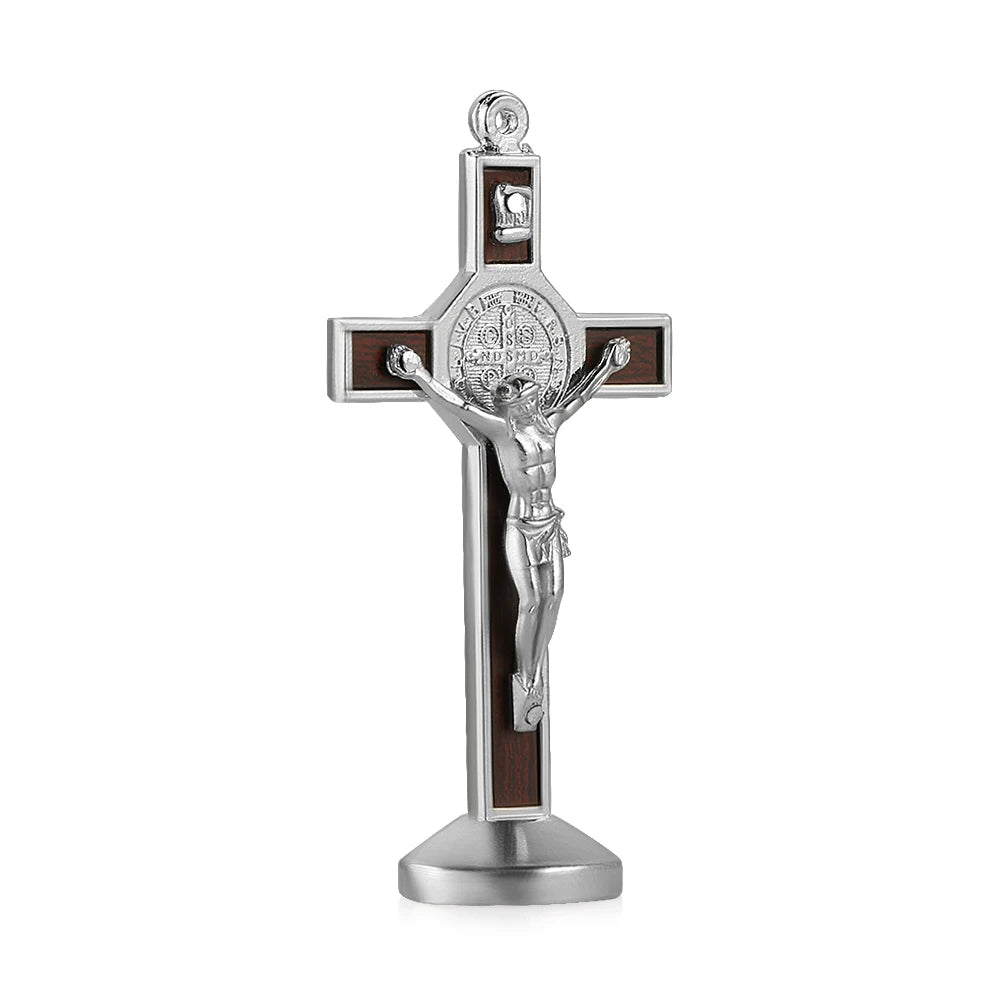 Metal & Wood Jesus Cross Dashboard Ornament – Auto Interior Silver – Car Accessories | MotorWorld Marketplace