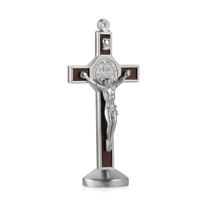 Metal & Wood Jesus Cross Dashboard Ornament – Auto Interior Silver – Car Accessories | MotorWorld Marketplace
