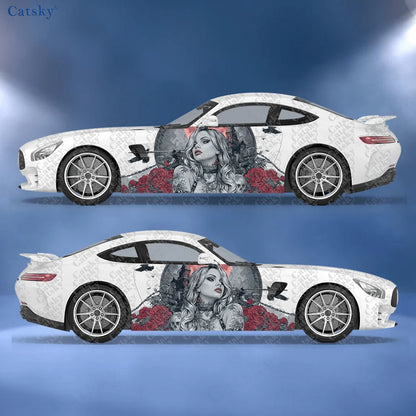 2pcs Gothic Rose Woman Car Stickers – Durable, Easy Apply H – Car Accessories | MotorWorld Marketplace