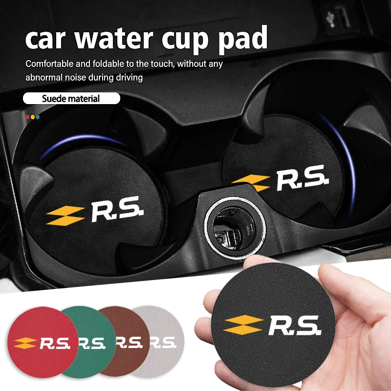 2pcs Suede Anti-slip Cup Holder Mats For Renault Models