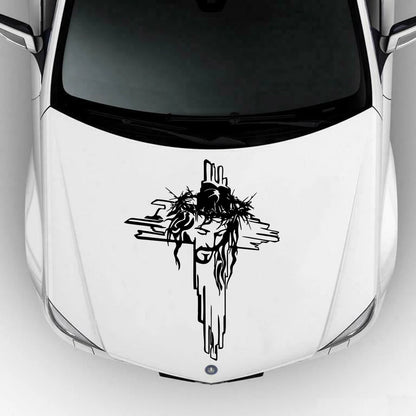 Christian Cross Car Decal – Jesus Crow Vinyl Auto Sticker