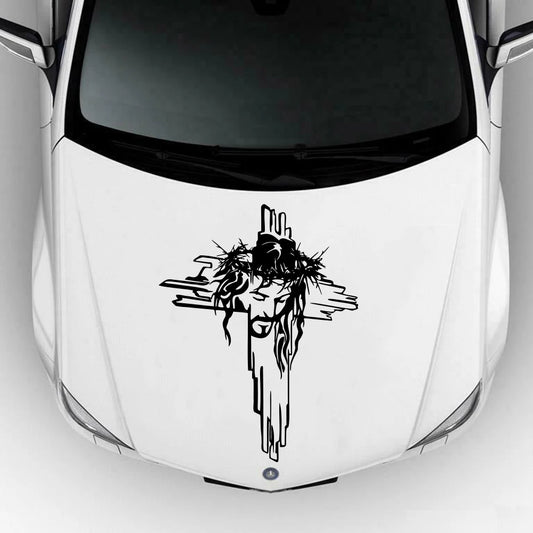 Christian Cross Car Decal – Jesus Crow Vinyl Auto Sticker