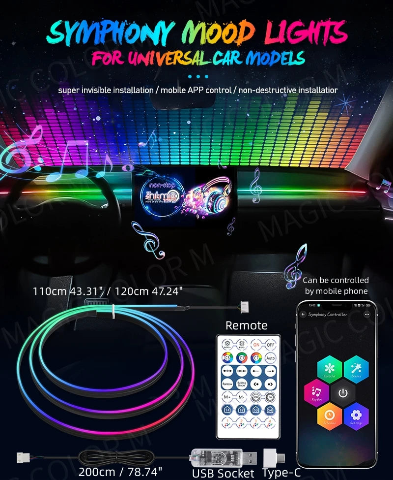 RGB LED Ambient Light USB for Tesla Model 3/Y/S/X